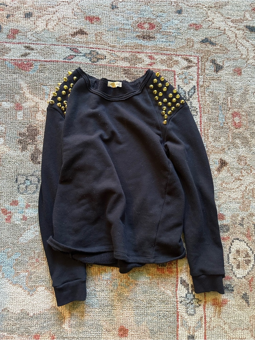 Black Stud-Shoulder Women's Sweater